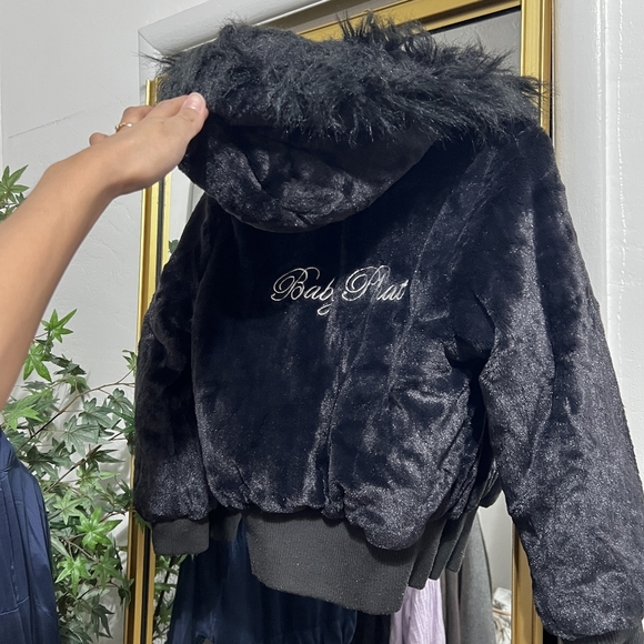 RARE Baby Phat Y2K Reversible Faux Fur Full Zip Puffer Bomber Jacket Medium - Picture 5 of 7